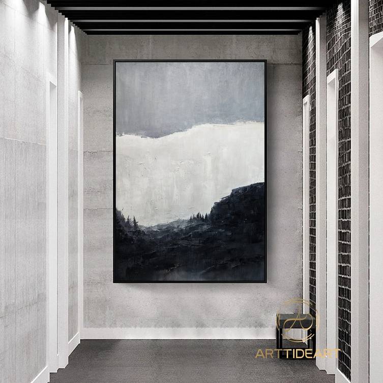 Abstract Gray Minimalist White Abstract Canvas Artwork G1CFD wall art